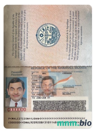 Szablon paszportu Marshal Islands w formacie PSD